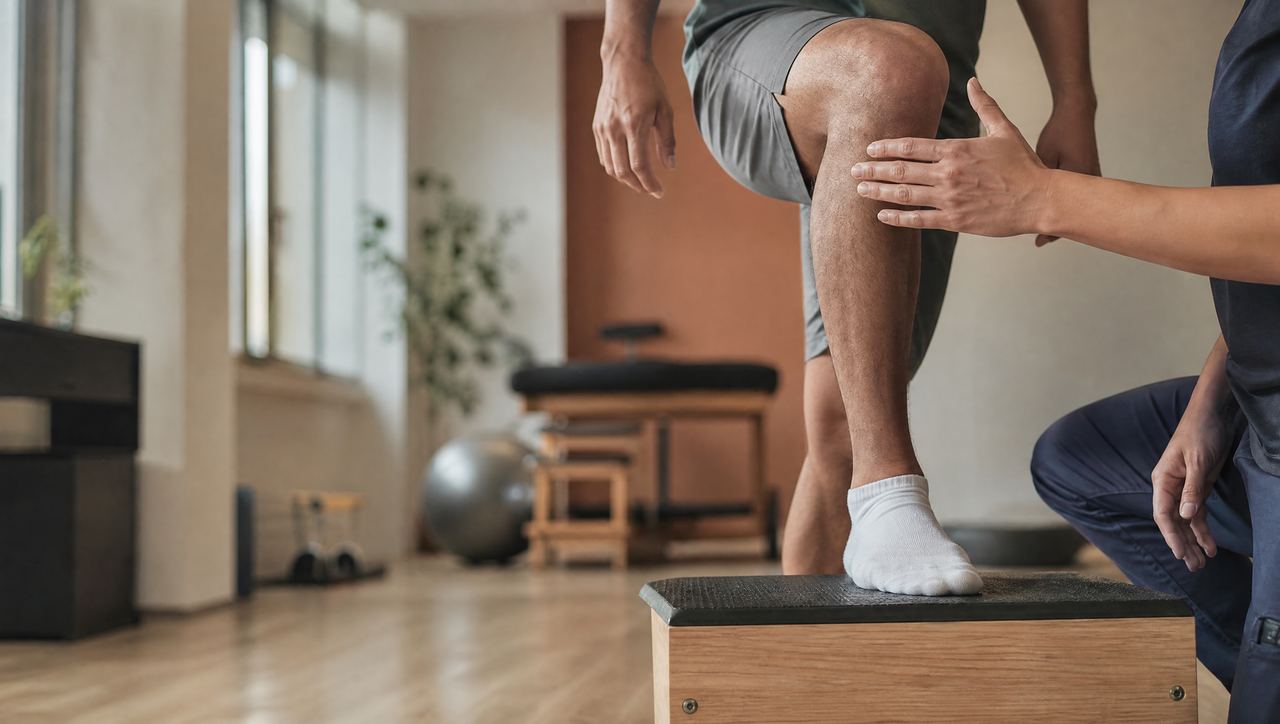 Controlled step-up exercise for knee pain