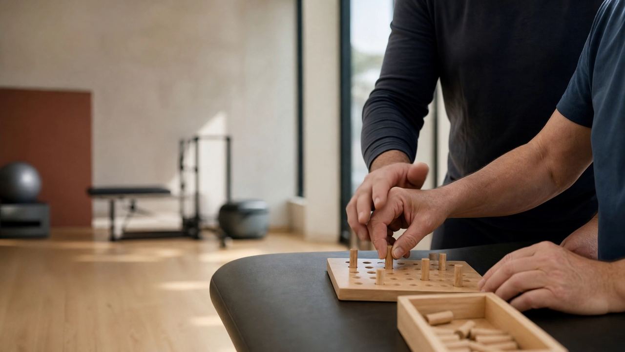 Fine-motor pegboard exercise during occupational therapy