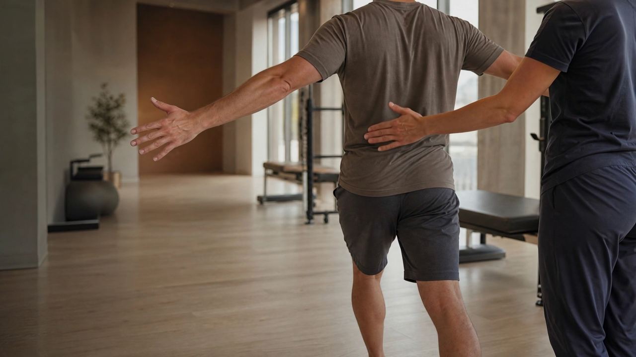 Large, deliberate step-and-reach movement from the LSVT BIG program