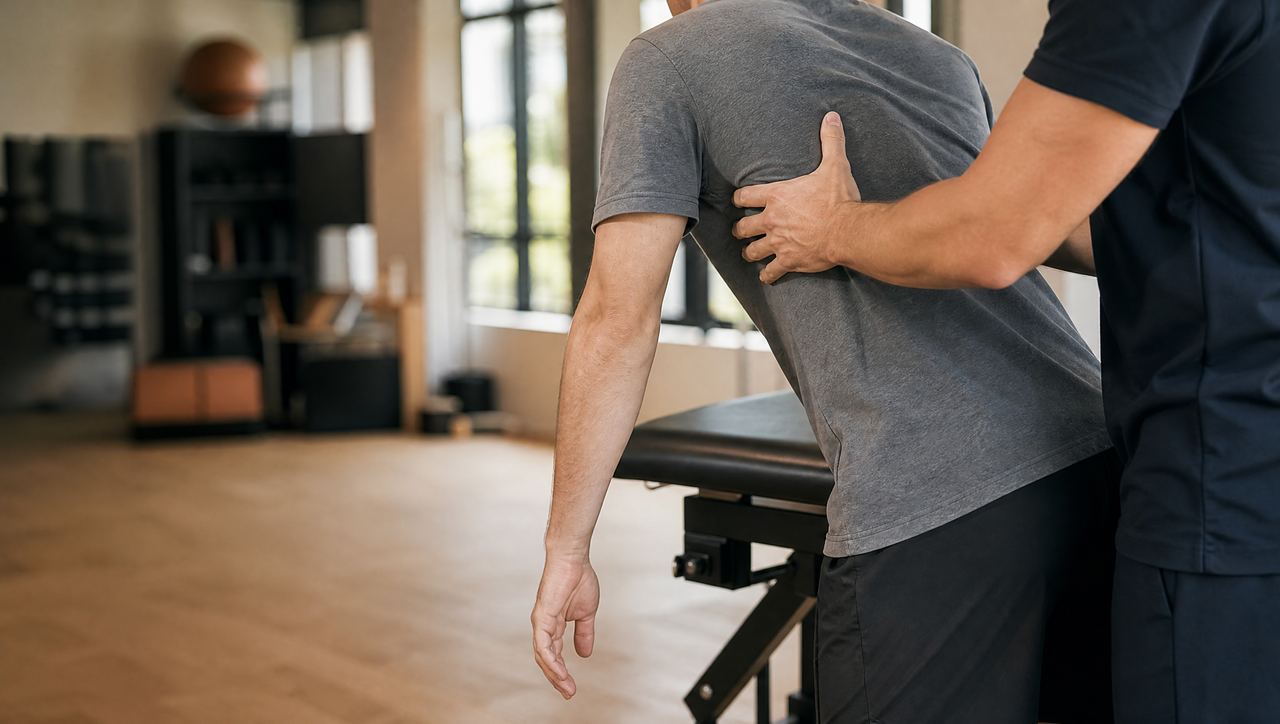 Gentle pendulum exercise during shoulder post-surgery rehabilitation