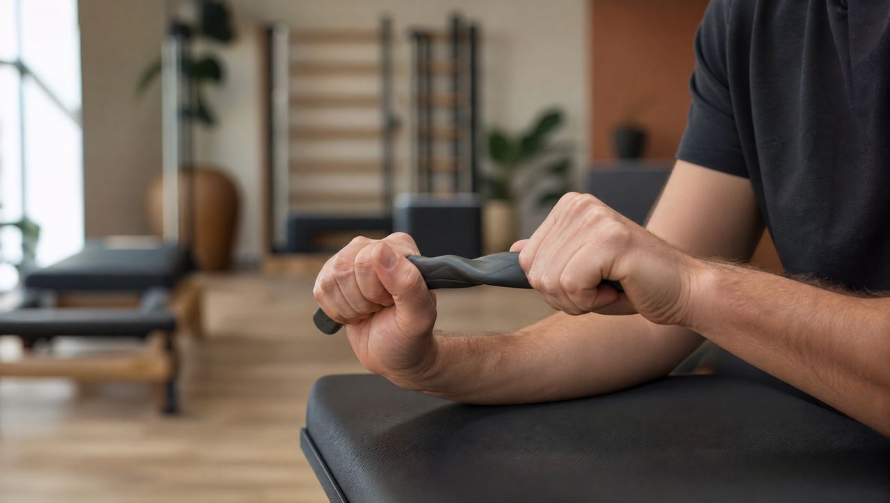 Flexible therapy-bar exercise for tennis and golfer’s elbow