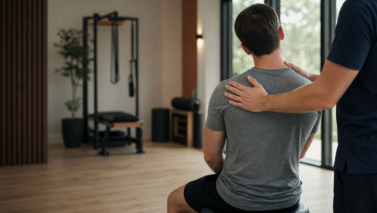 Gentle neck-rotation exercise after whiplash