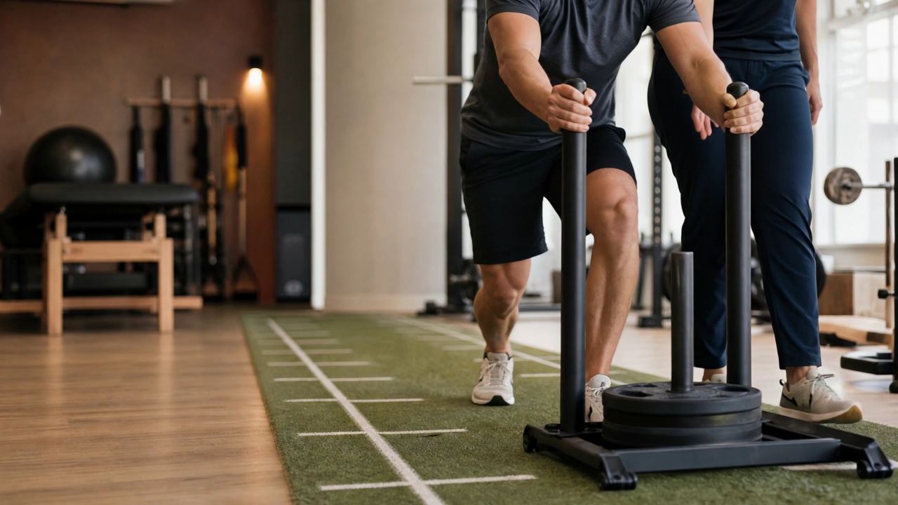 Weighted sled push during work conditioning